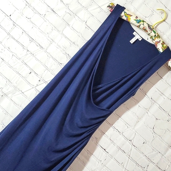 Leith Dresses & Skirts - Leith Plunge V-neck Sleeveless Royal Blue Stretchy Bodycon Maxi Dress Size Med